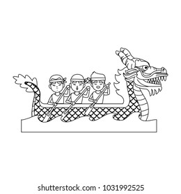 Chinese people on dragon boat