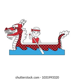Chinese people on dragon boat