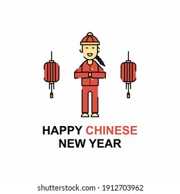 Chinese people with traditional culture. Easy to edit with vector file. Can use for your creative content. Especially about Chinese new year celebration.