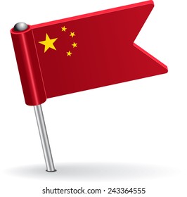 Chinese Pin Icon Flag. Vector Illustration Eps 8.