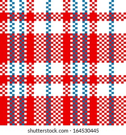 Chinese plastic plaid checker bag in red and white seamless pattern, vector