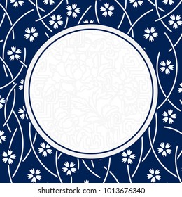 Chinese Porcelain Style Background, Template, Flowers 