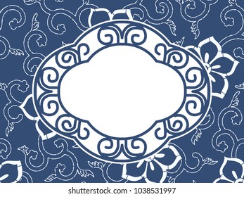 Chinese Porcelain Style Background, Template, Cirrus And Flowers