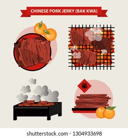 Chinese Pork Jerky snacks, chinese new year, chinese food and tradition, chinese snack called bak kwa