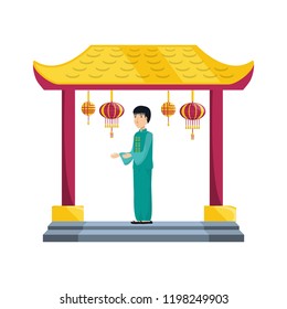 chinese portal with man avatar character