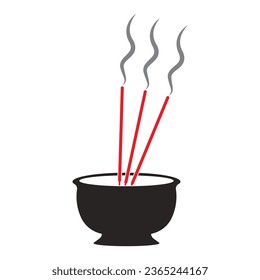 Chinese prayer incense vector icon illustration symbol design