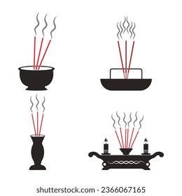 Diseño de símbolos de iconos vectoriales de incienso de oración chino