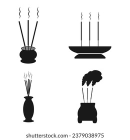 Chinese prayer incense vector icon illustration symbol design