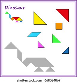 Chinese puzzle tangram. Cut and glue - vector, game for children, worksheet for preschool kids. Complete the picture