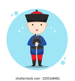 Chinese Qing Dynasty Soldier Cartoon Vector