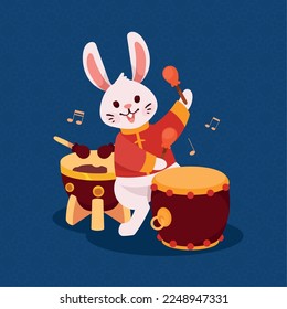 chinese rabbit with drums character