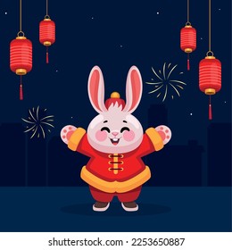 chinese rabbit with lamps character