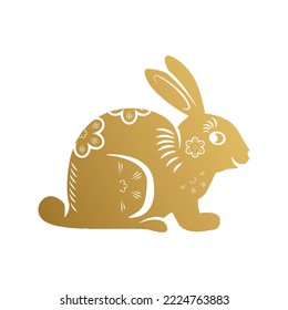 chinese rabbits collection of golden bunnies symbol of 2023 year