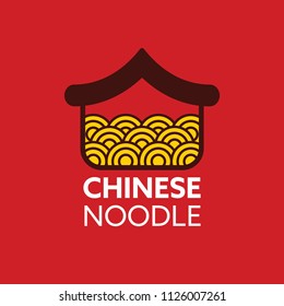 chinese ramen noodle illustration isolated in red background. noodle vector illustration. Menu and logo design.