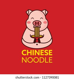 chinese ramen noodle with pork. noodle vector illustration. 
Menu and logo design.