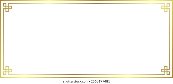 chinese rectangle gold frame border vector background