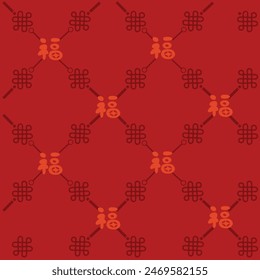 chinese red all over pattern or seamless pattern with chinese character " fu" means happiness 