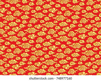 Chinese red background with gold cloud.