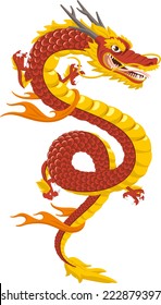 Chinese Red Dragon Of Power And Wisdom Flying Cartoon Illustration