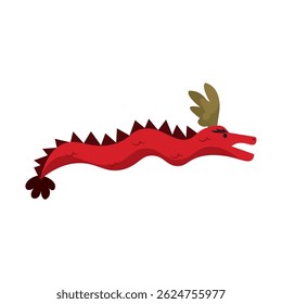 Chinese red dragon puppet. Vector illustration