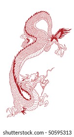 Chinese red dragon. Vector illustration