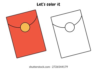 Chinese red envelope coloring pages. Trace and color Chinese red envelope. Coloring page chinese new year element. Chinese firecrackers vector illustration. Lunar new year red envelope vector.