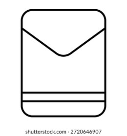 Chinese red envelope outline icon, simple hongbao packet symbol isolated on transparent background.