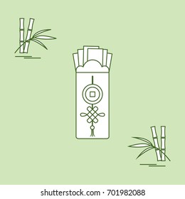 Chinese red envelopes of money and bamboo. Design for banner, poster or print.