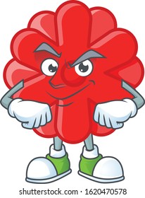 Chinese red flower mascot cartoon character style with Smirking face