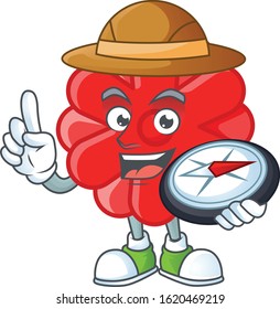 Chinese red flower stylized Explorer having a compass
