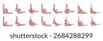 Chinese red frames corners and dividers of luck knots, vector geometric borders. Oriental or Chinese Asian ornament frames and corner borders of red lines for dividers and boarders