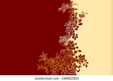 The Chinese Red And Golden Floral Background Template 