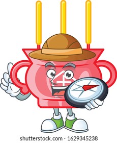 Chinese red incense stylized Explorer having a compass