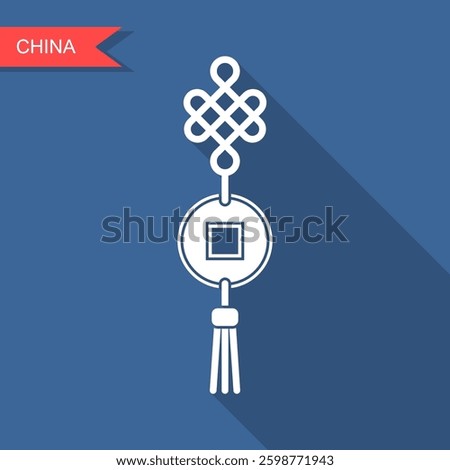 Chinese red knot vector illustration. Chinese traditional symbol. Vector icon with shadow
