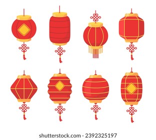 Chinesische rote Laterne für die Dekoration während des chinesischen Neujahrsfestivals. Vektorgrafik.