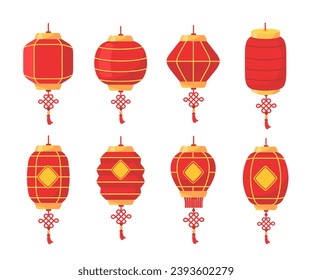 Linterna roja china para la decoración durante el festival de Año Nuevo chino. Ilustración vectorial.