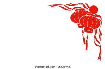 Chinese Red Lantern Illustration For Chinese New Year ( Frame Border)