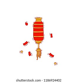 Chinese red lantern isolated on white vector. Hand draw traditional decor