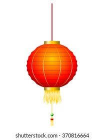 Chinese Red Lantern Isolated On White Vector. All Elements Sorted And Grouped In Layers