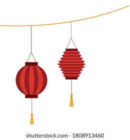 Chinese red lanterns design, China culture asia and oriental theme Vector illustration