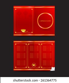 Chinese red meny template for oriental food vector illustration