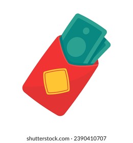 Chinese red money envelope For giving as a gift to children during Chinese New Year. Vector Illustration.