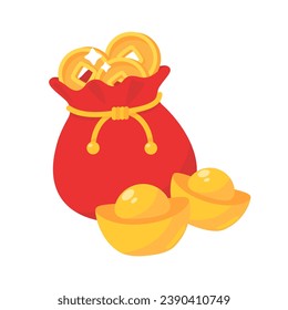 Chinese red money envelope For giving as a gift to children during Chinese New Year. Vector Illustration.