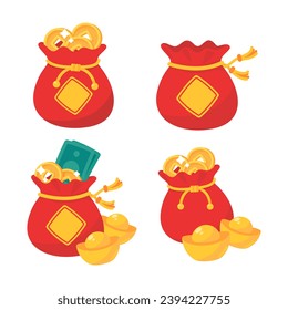 Chinese red money envelope For giving as a gift to children during Chinese New Year. Vector Illustration.