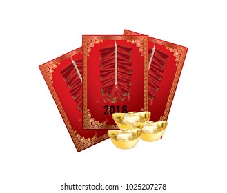 Chinese red packet and ingots