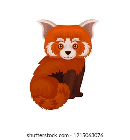 Chinese red panda, cute fluffy wild animal vector Illustration on a white background