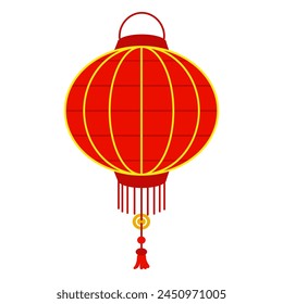 Chinese red paper lantern, reminiscent of cultural richness and festive atmosphere. A festive festival for good luck. Festive themes, cultural presentations and decorative purposes. Vector isolated