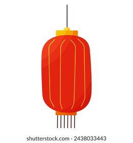 Chinese red paper lights. Light on the streets of China. Celebration atmosphere. Hand drawn vector illustration. Icon element symbol logo isolated on white background.