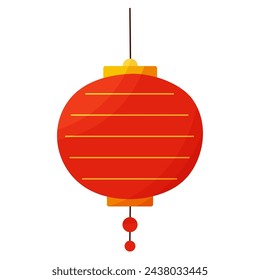 Chinese red paper lights. Light on the streets of China. Celebration atmosphere. Hand drawn vector illustration. Icon element symbol logo isolated on white background.