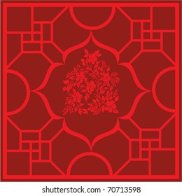 Chinese red paper-cut in window.